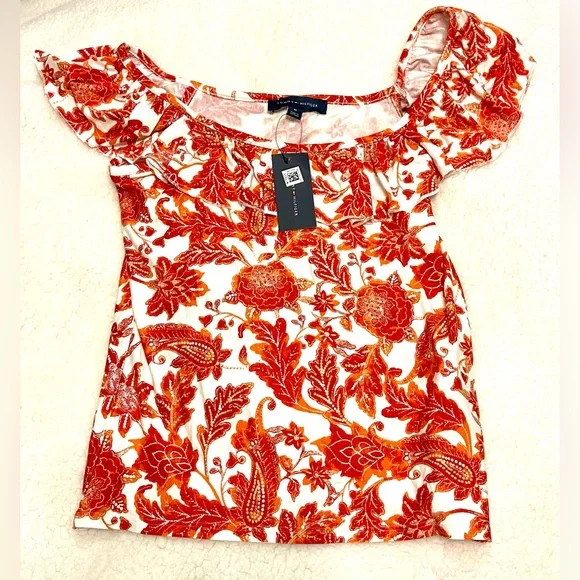 Tommy Hilfiger Red and White Floral Blouse - Picture 3 of 8